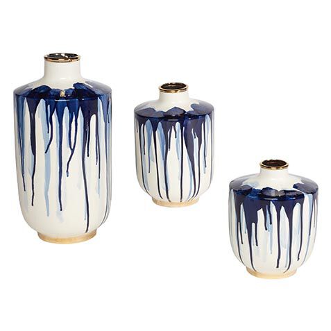 Danya Blue Ceramic Drip Vase image