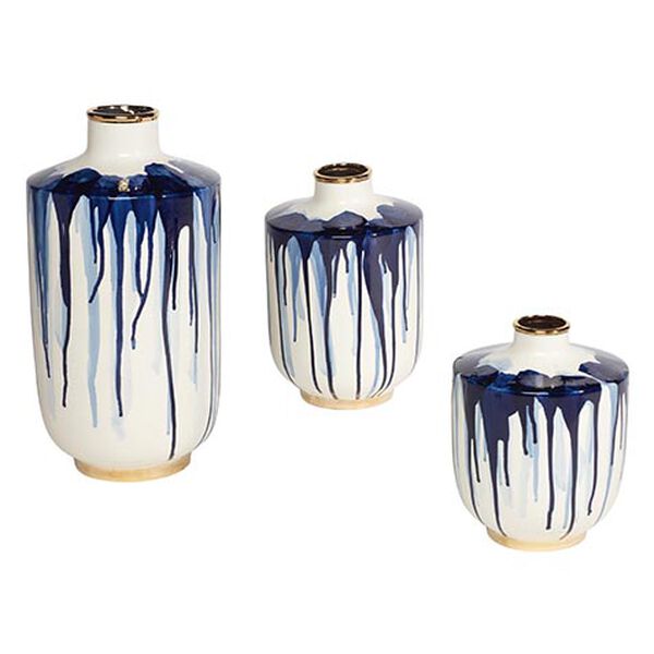 Danya Blue Ceramic Drip Vase