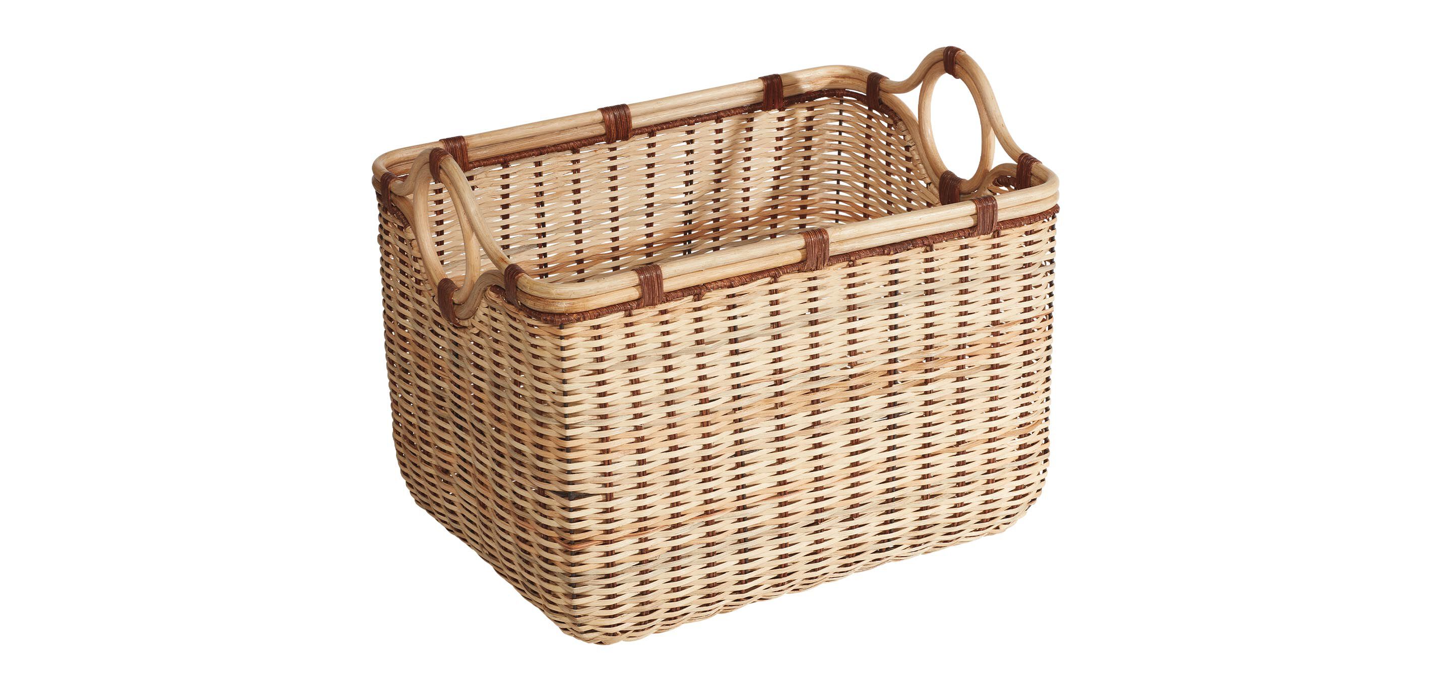 Wicker Rattan Basket with Brown Cord_1