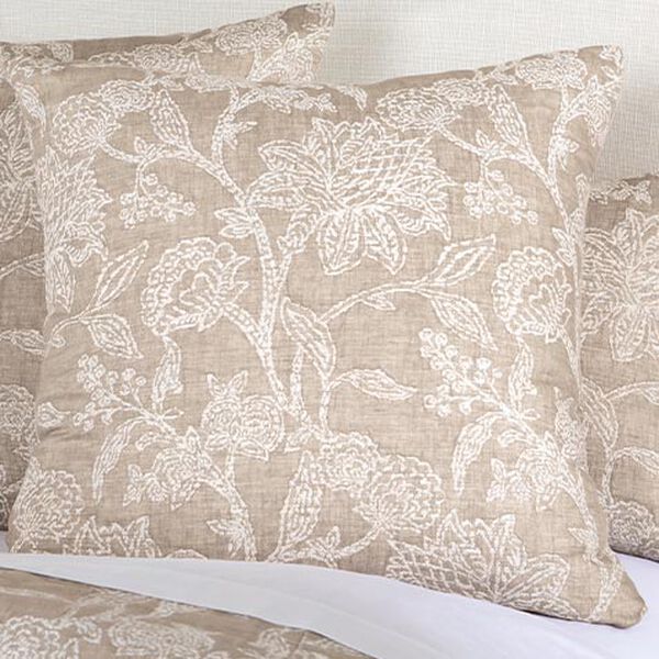 Floral Jacquard Euro Sham, Tan