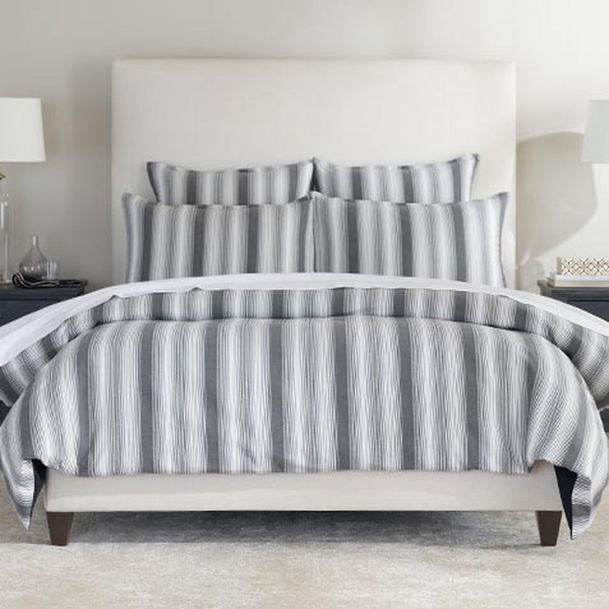 Black and White Stripe Duvet Cover and Shams Set