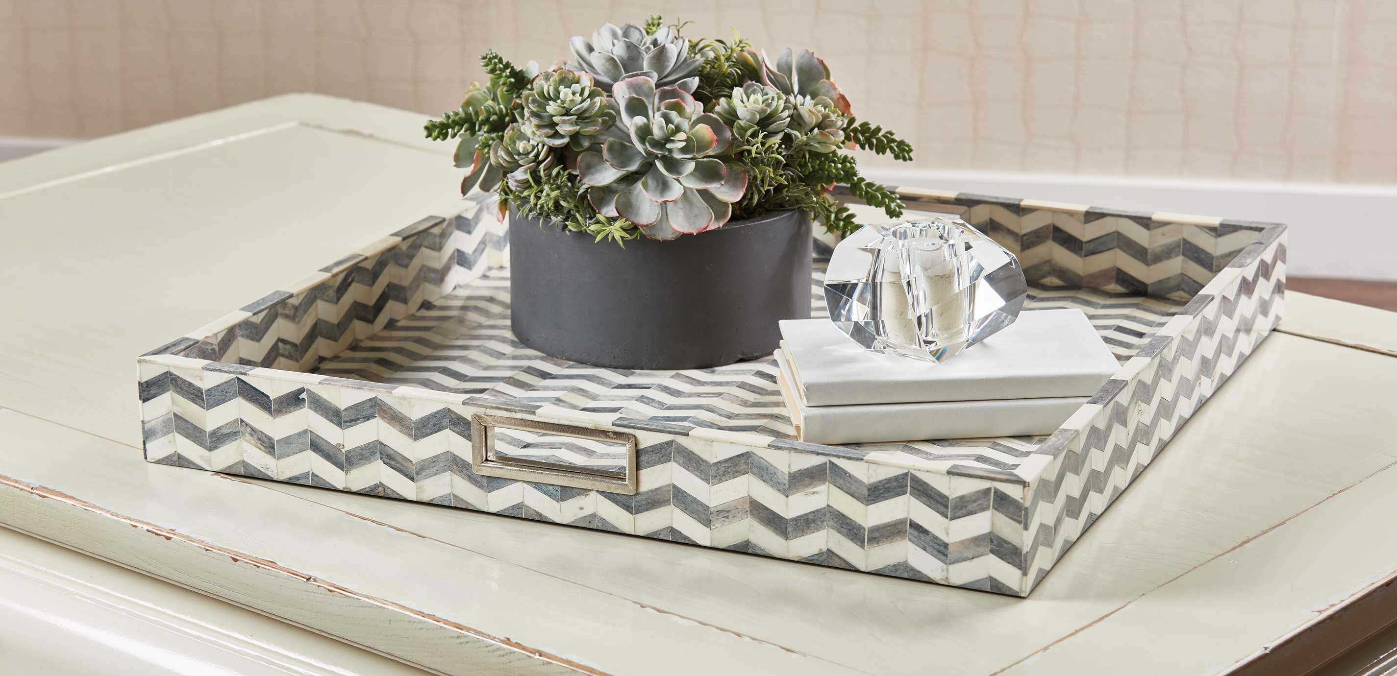 Chevron 24" Square Bone Tray_1