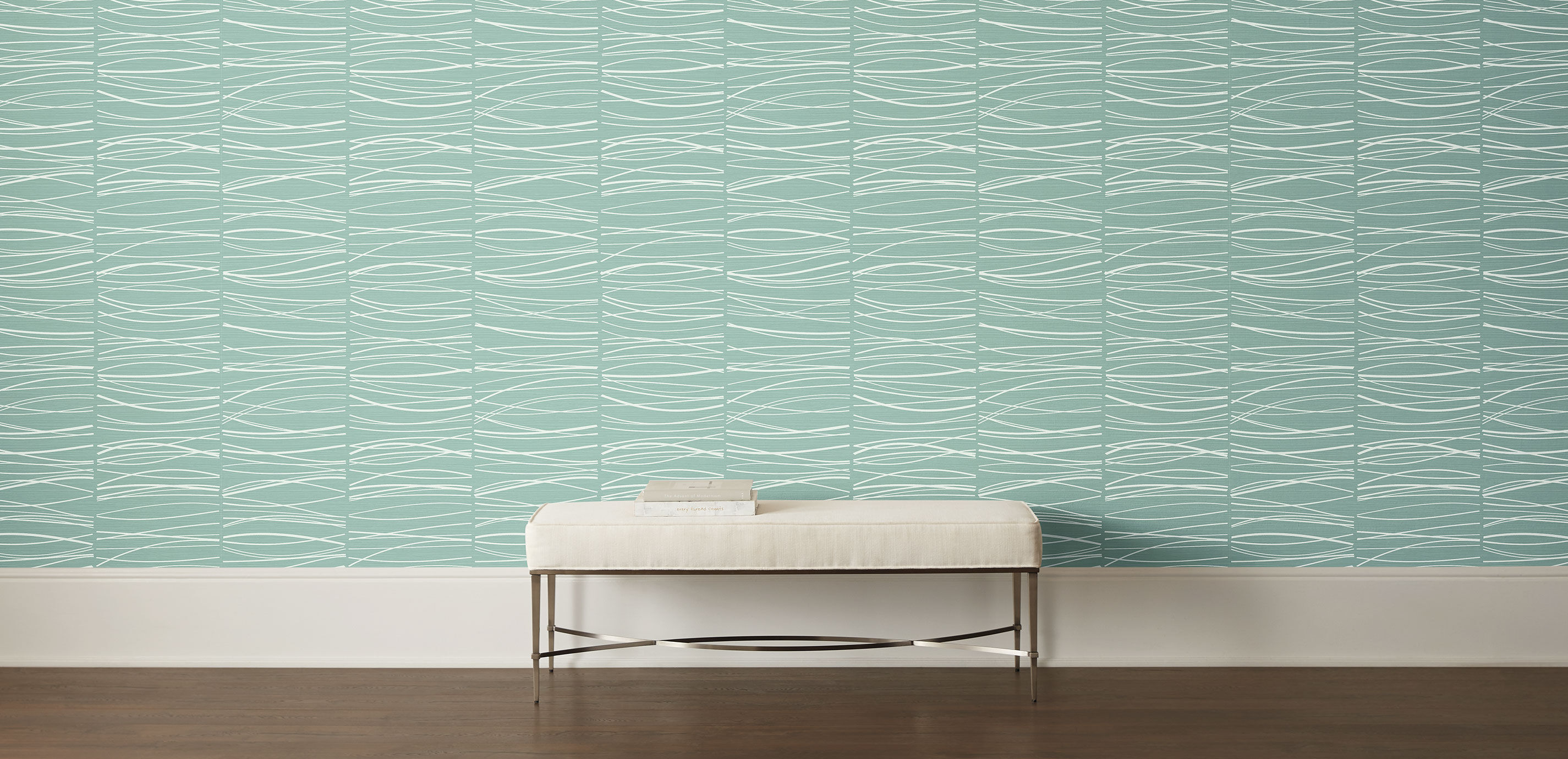 Jefferson Wallpaper for Walls: Teal and White | Ethan Allen