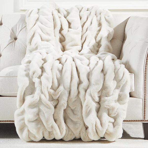Faux Fur Mink Ruched Throw
