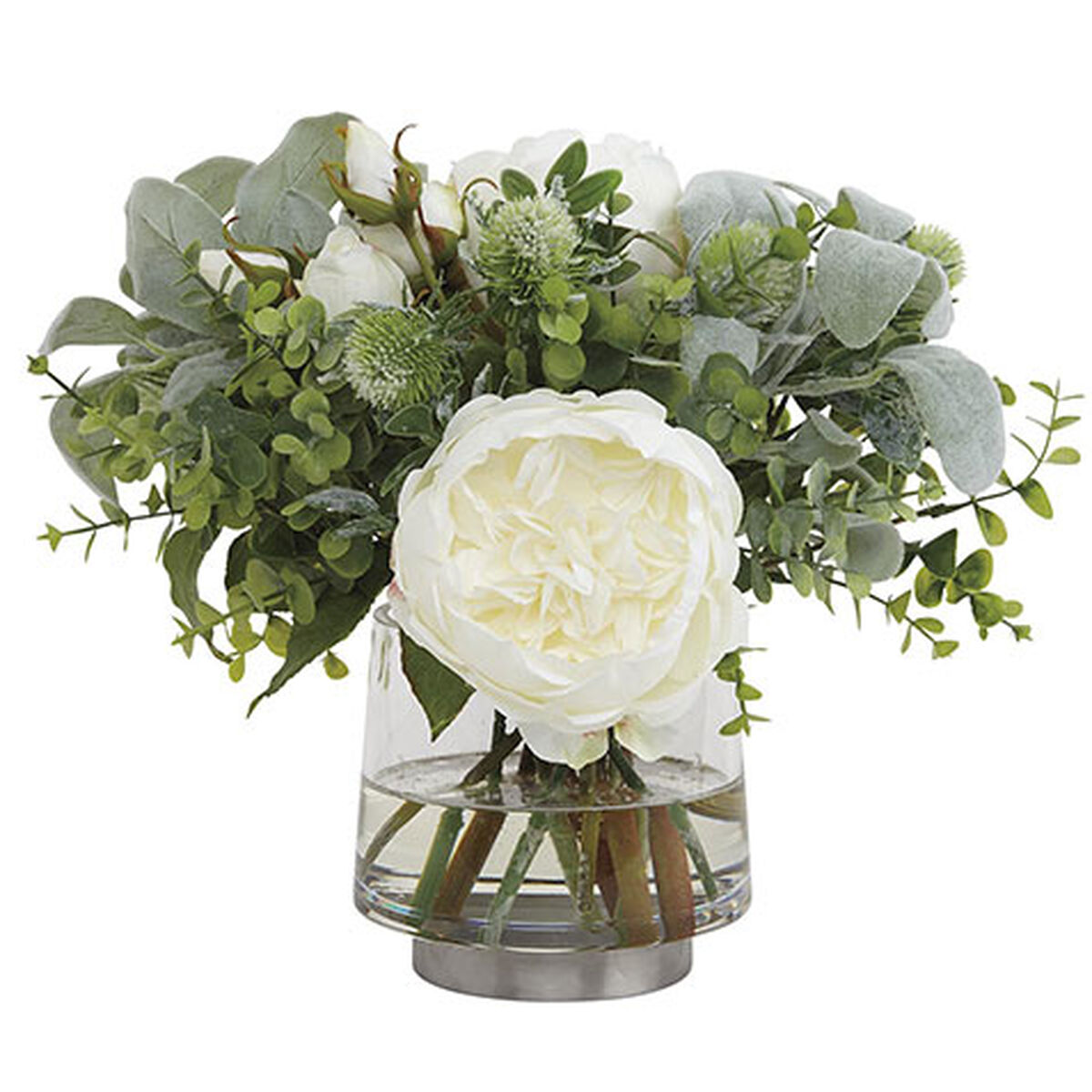 Rose Thistle Mix in Glass Vase