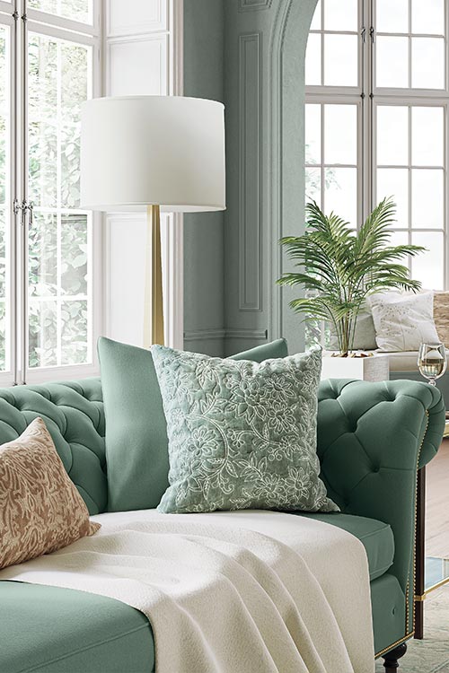 formal light blue dining room