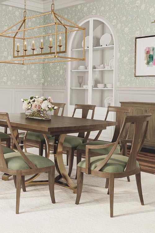 formal light blue dining room