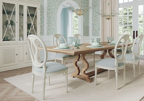 formal blue dining room