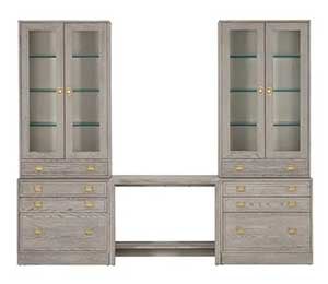 Callum Large Extended Bridge Desk, Glass Doors