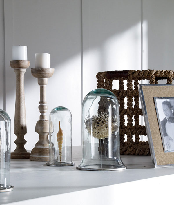 decorative accents, candle stick, cloche, basket, picture frame