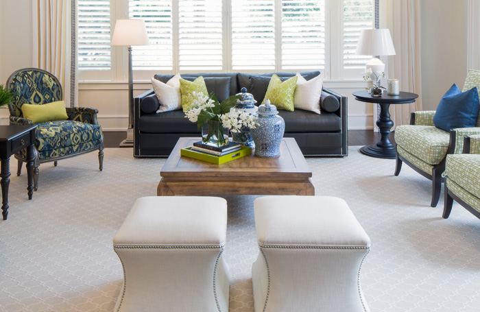 blue and green living room design