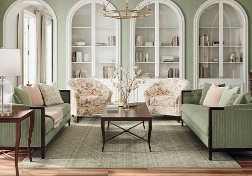 green formal living room