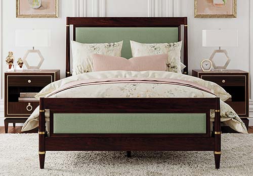 pink and green formal bedroom
