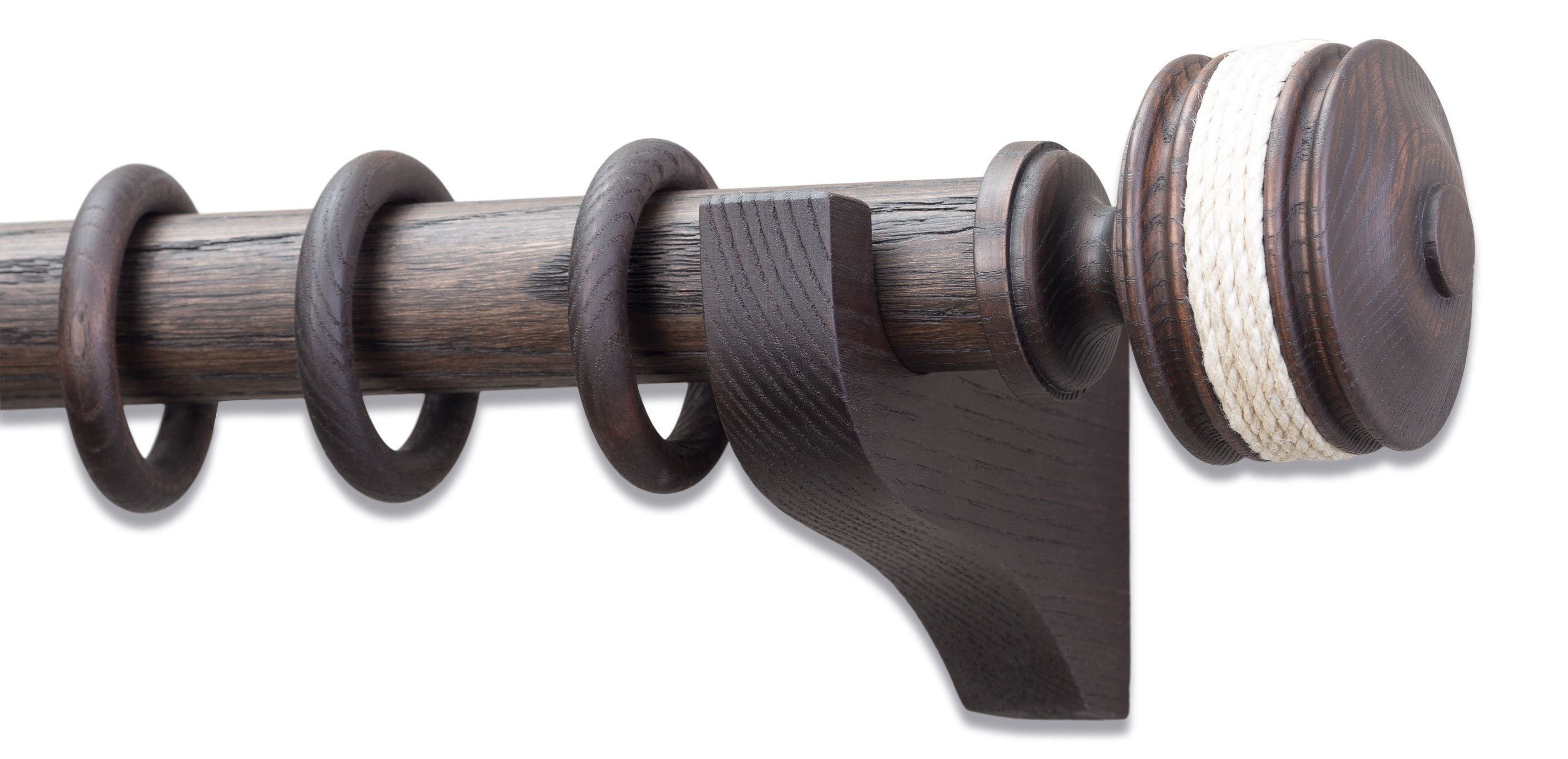 Distressed Wood Drapery Hardware Set with Roped End Cap Ethan Allen