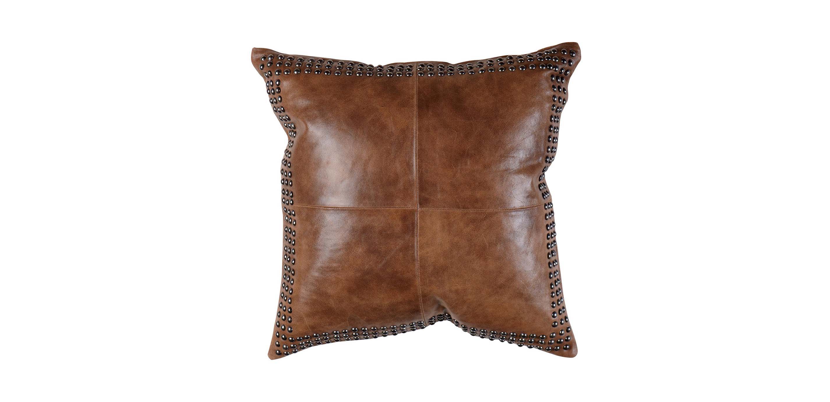 Brown Worn Leather Pillow Pillows, Brown Leather Pillow