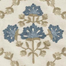 Blue swatch Crewel-Stitch Floral-Pattern Pillow