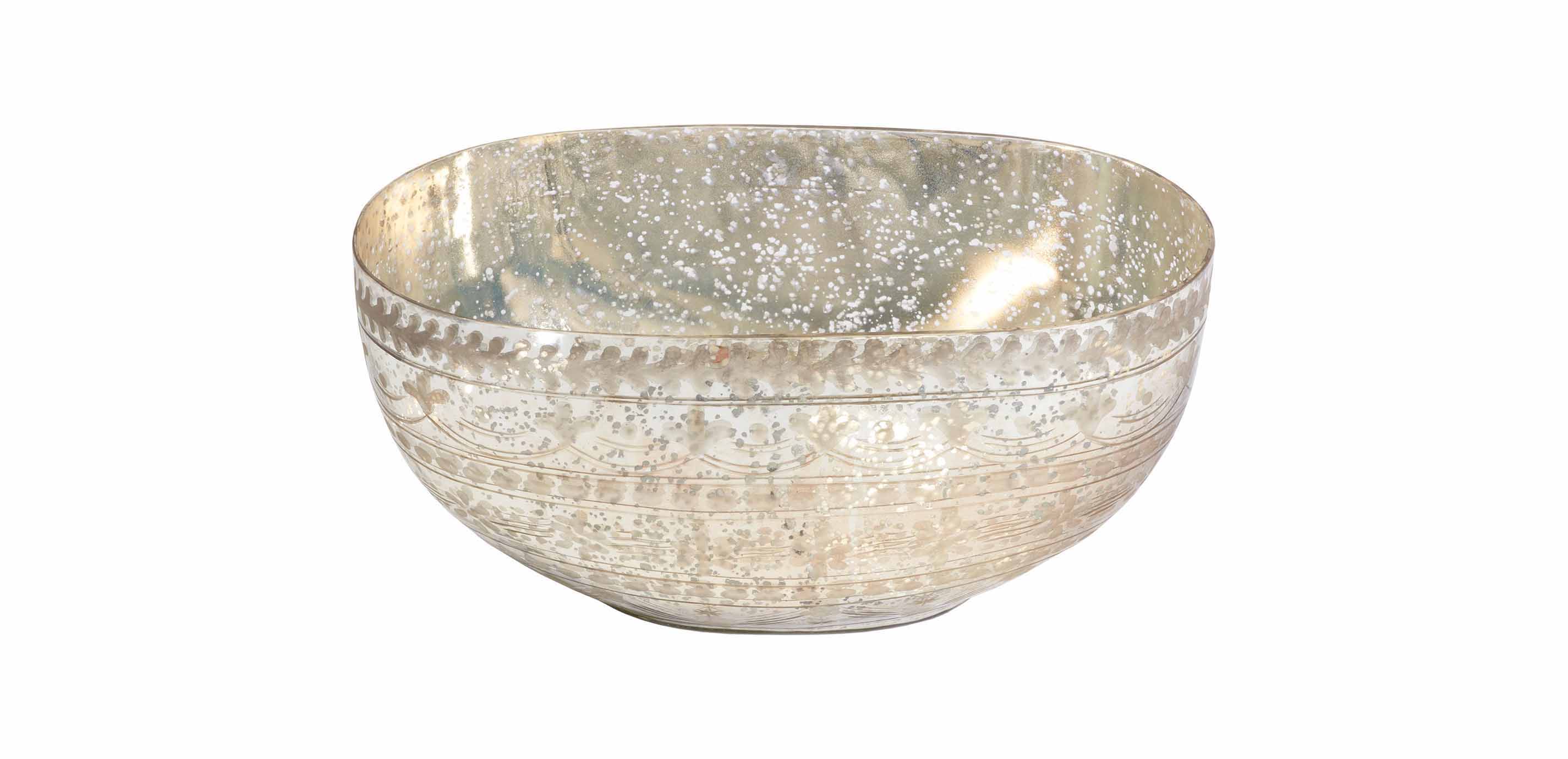 Belle Etched Glass Bowl Silver Mercury Glass Bowl Ethan Allen