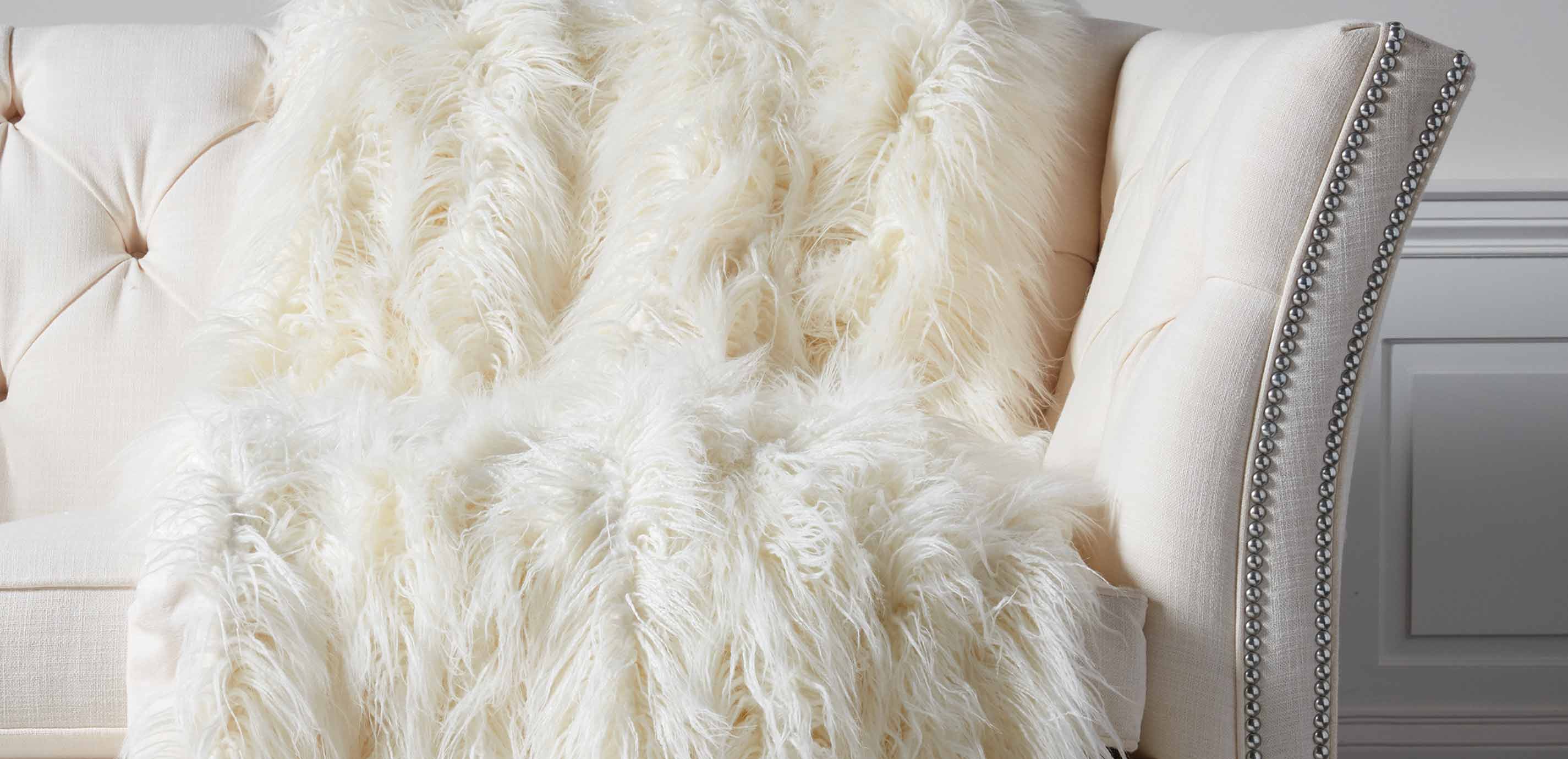 Faux Fur ThrowIvory Ethan Allen