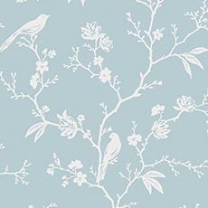 Blue/White swatch Songbird Wallpaper