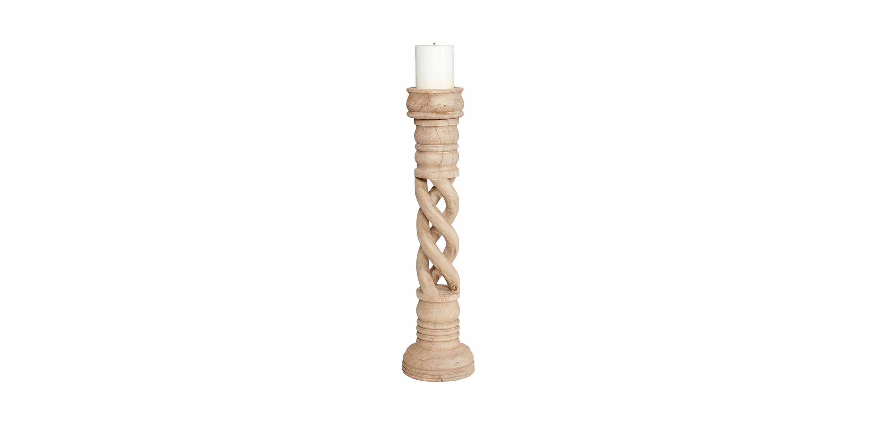 Spiral Spiraled Wood Candlestick | Candleholder | Ethan Allen