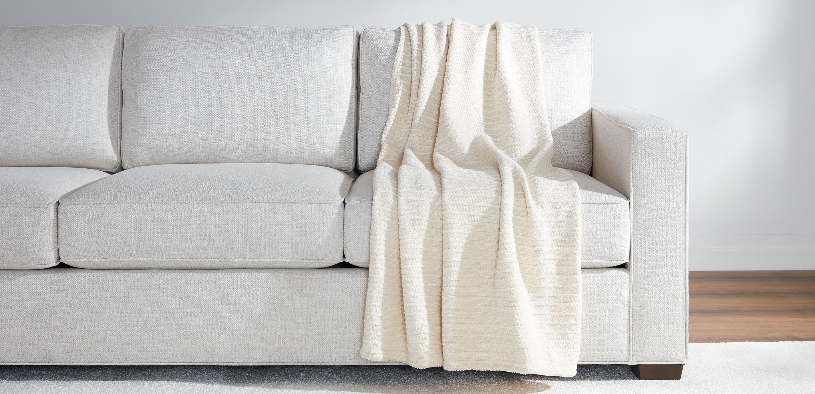 Suri Ivory Chenille Rib Throw—Cream Throw Blanket | Ethan Allen