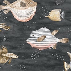 Silver swatch Friendly Fish Wallpaper