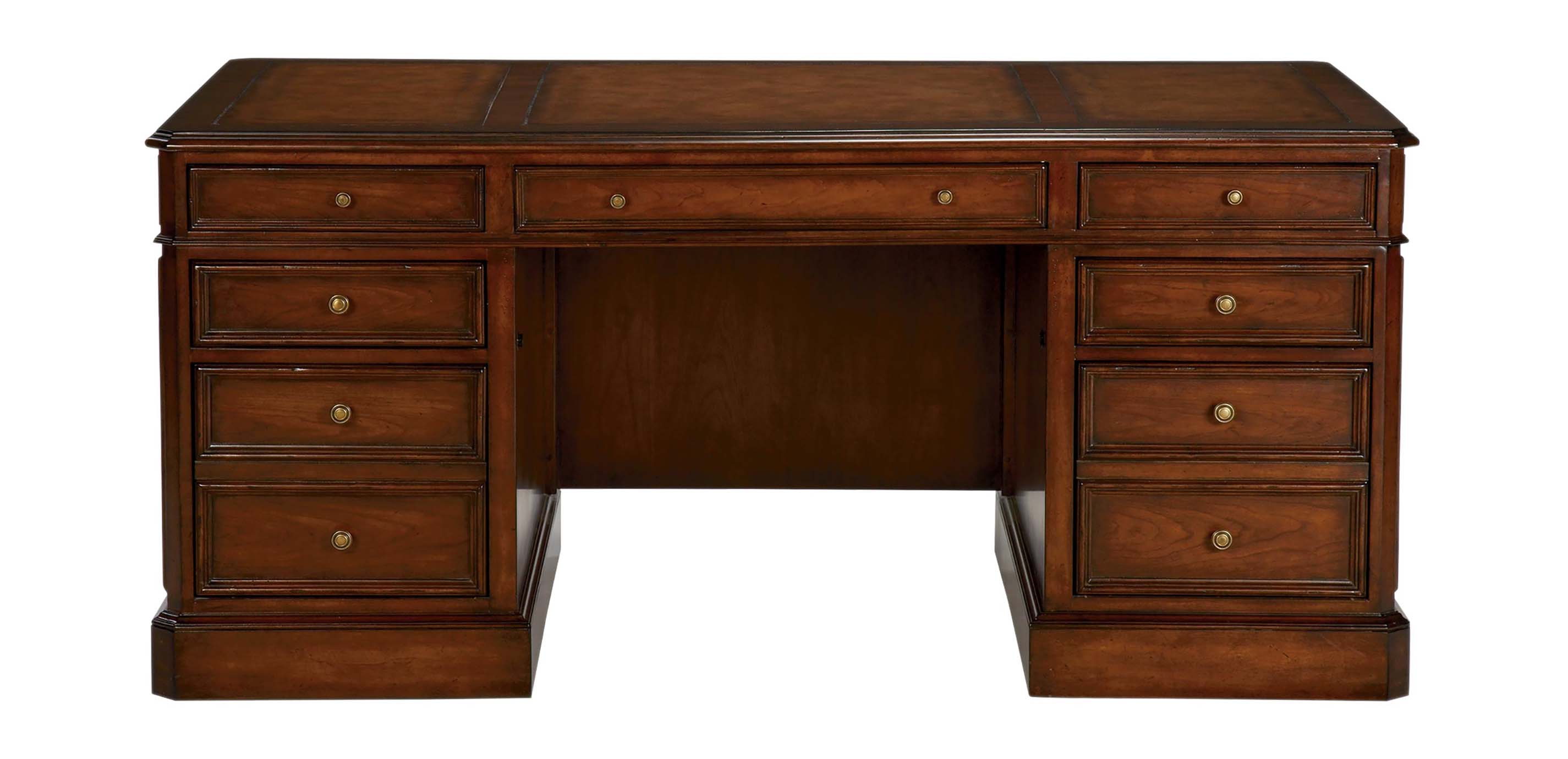 Buckley Leather Top Pedestal Desk  Desks Ethan Allen