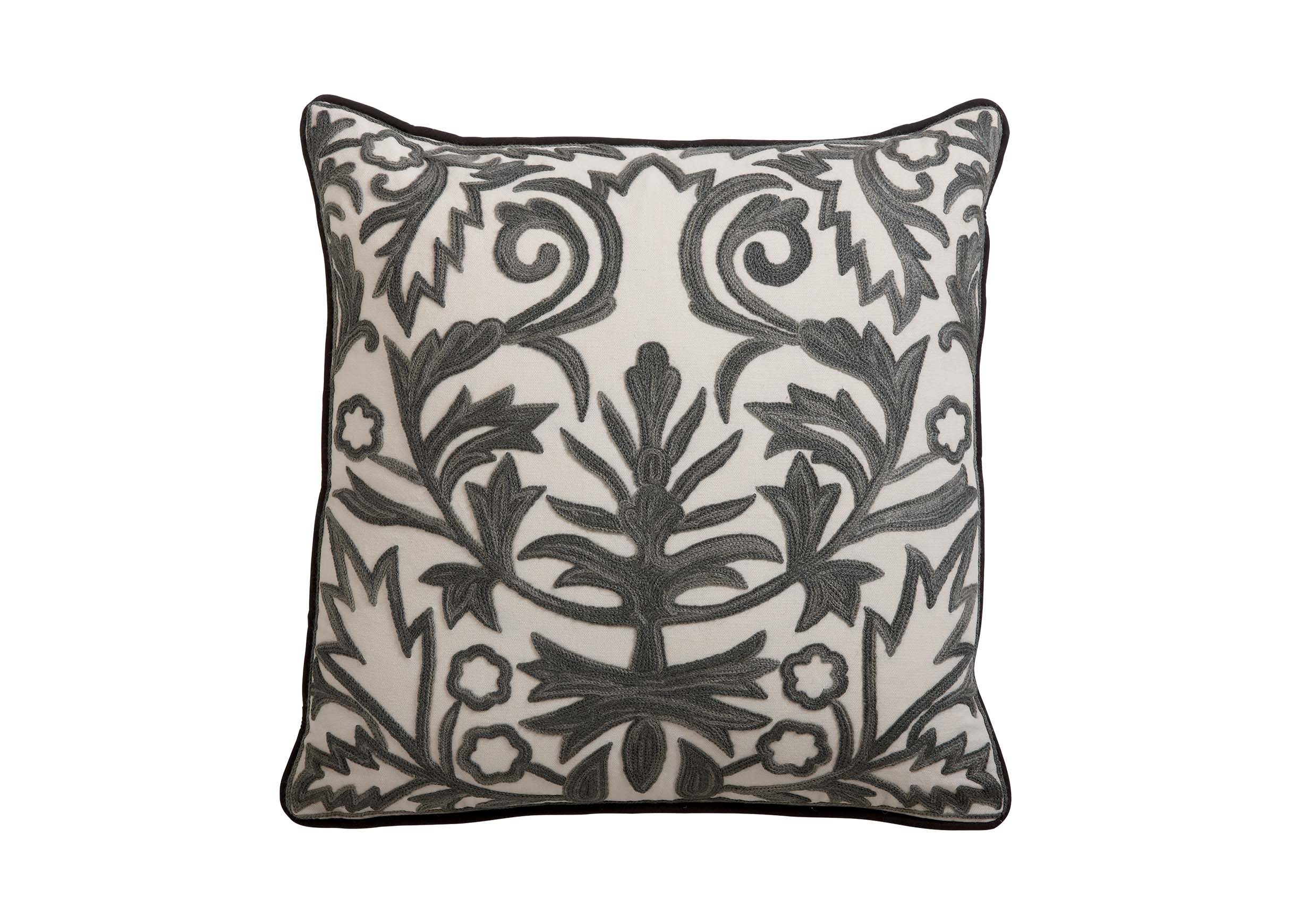 Crewel Embroidered Fern Trellis Pillow | Pillows | Ethan Allen