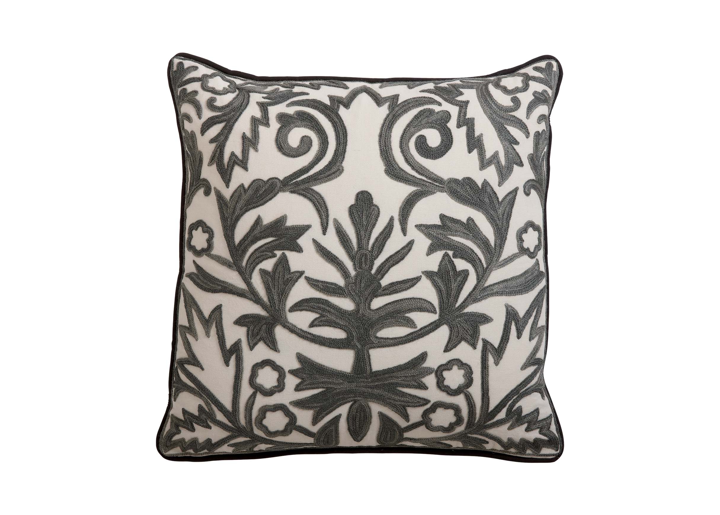 Crewel Embroidered Fern Trellis Pillow Pillows Ethan Allen