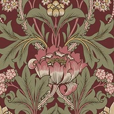 Red/Green swatch Bana Floral Wallpaper