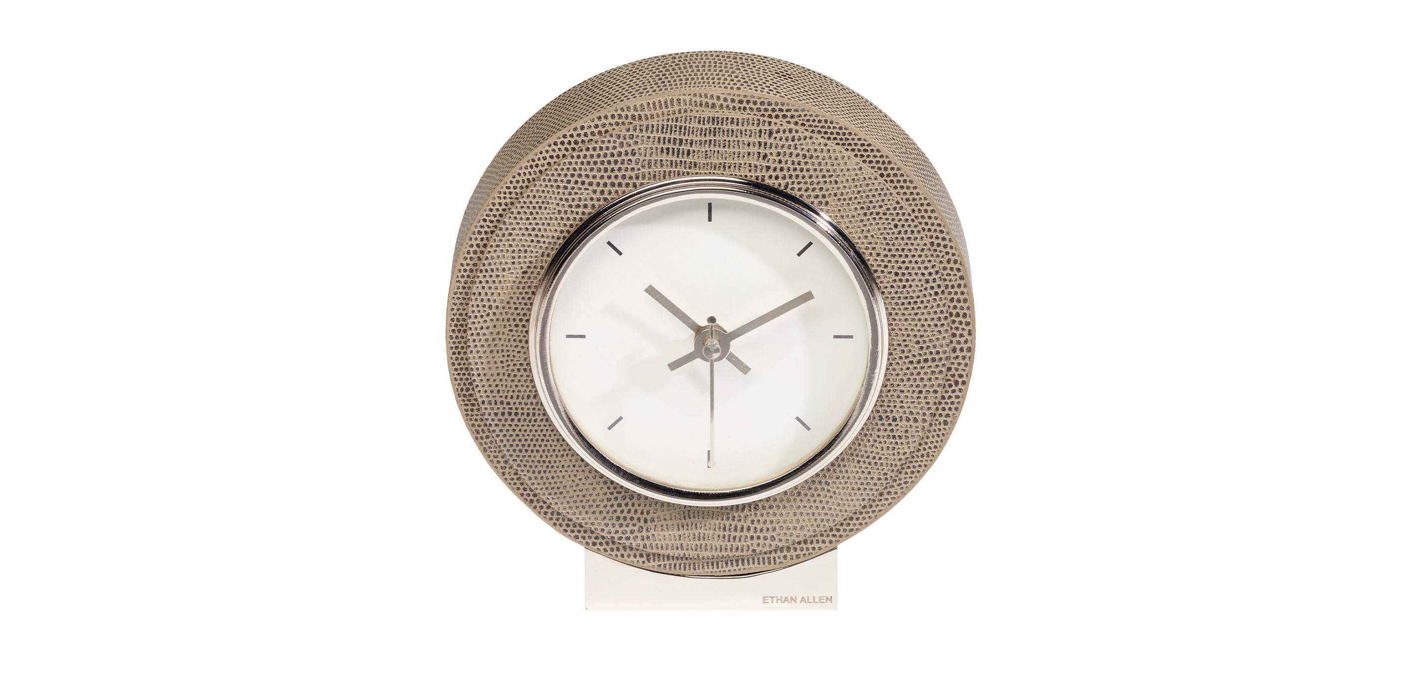 Reptile-Patterned Leather Desk Clock | Ethan Allen