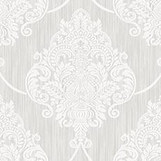 White swatch Dillon Damask Wallpaper