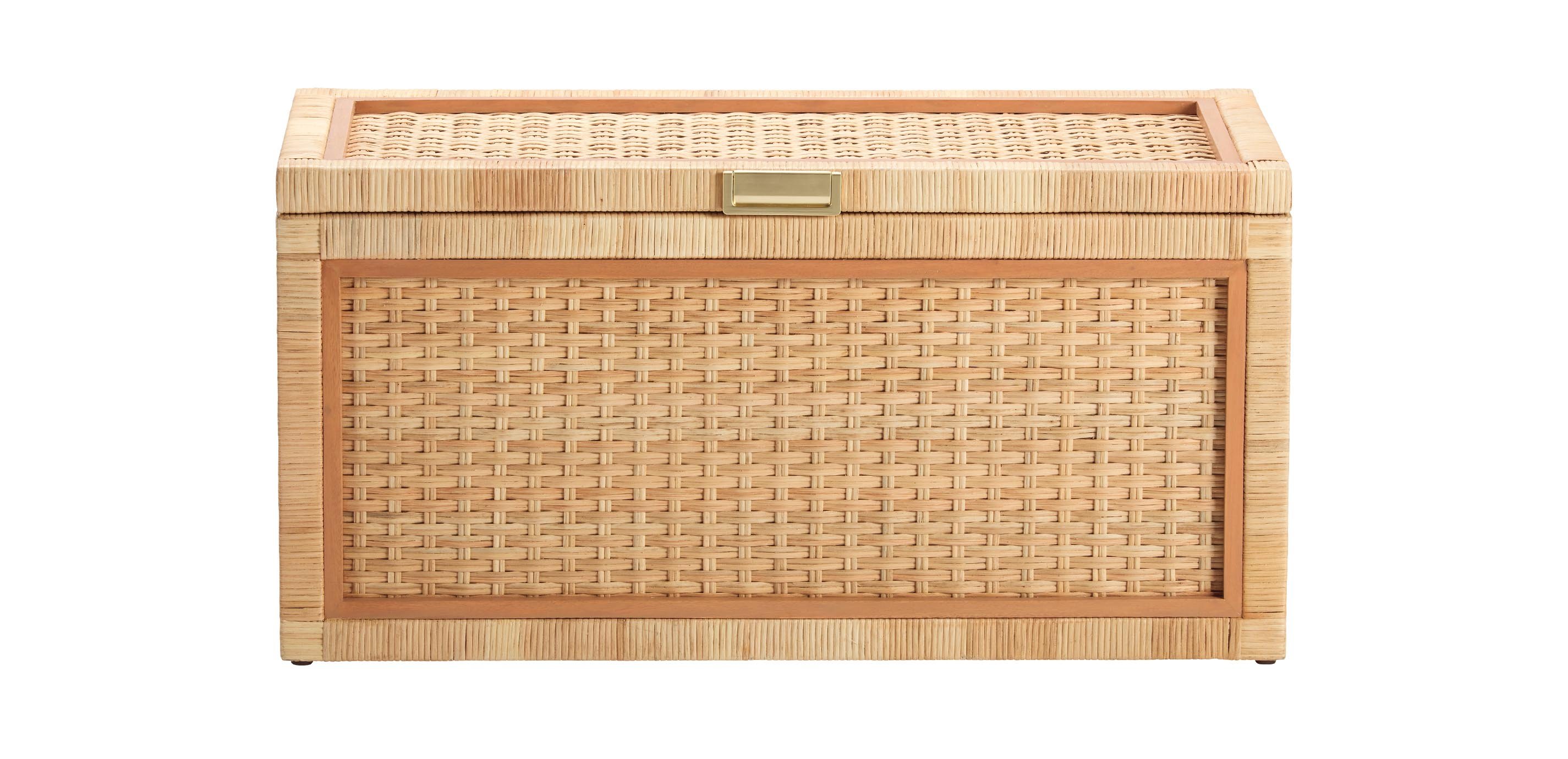 Bastian Woven Storage Trunk—Wicker and Mahogany | Ethan Allen
