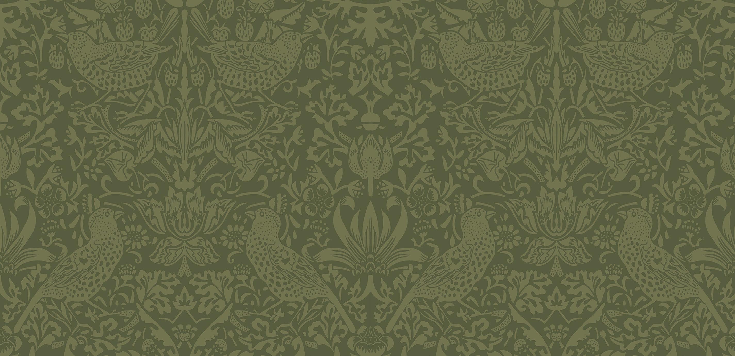 Durham Botanical Damask Wallpaper in Green or White Ethan Allen