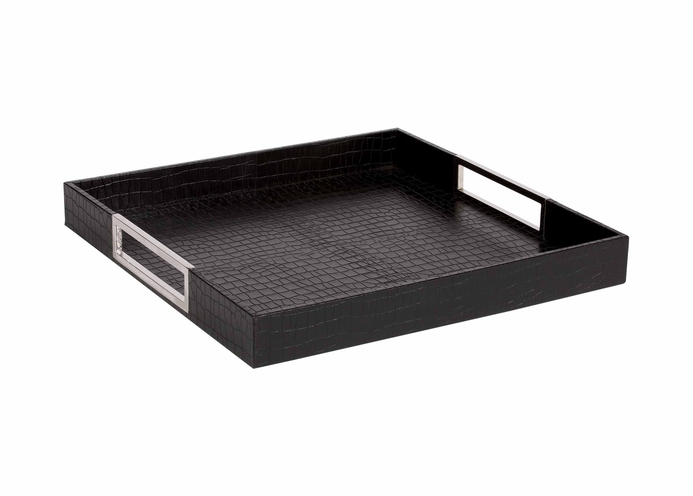 Square Black Leather Tray Trays Ethan Allen