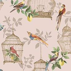 Pink swatch Birdcage Wallpaper