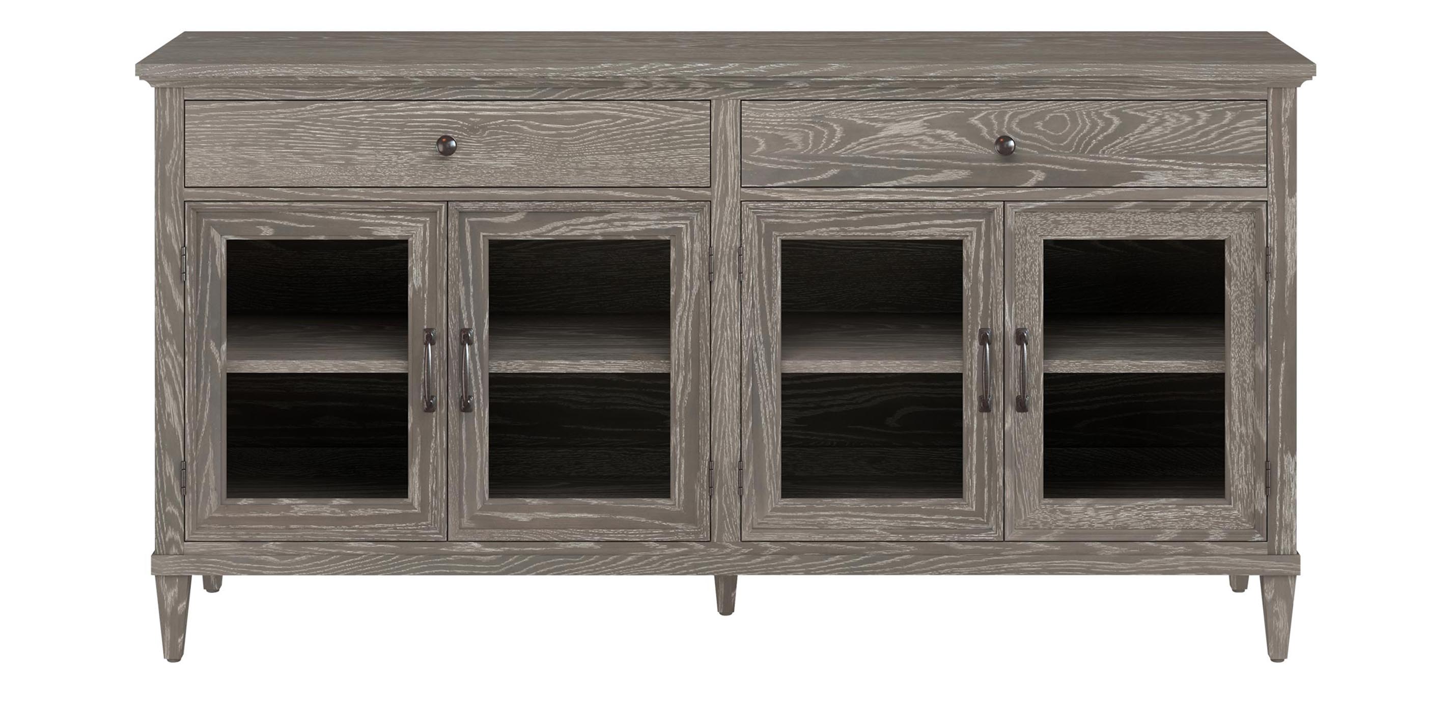 Custom Four Door Top Drawer Buffet With Glass Door Ethan Allen