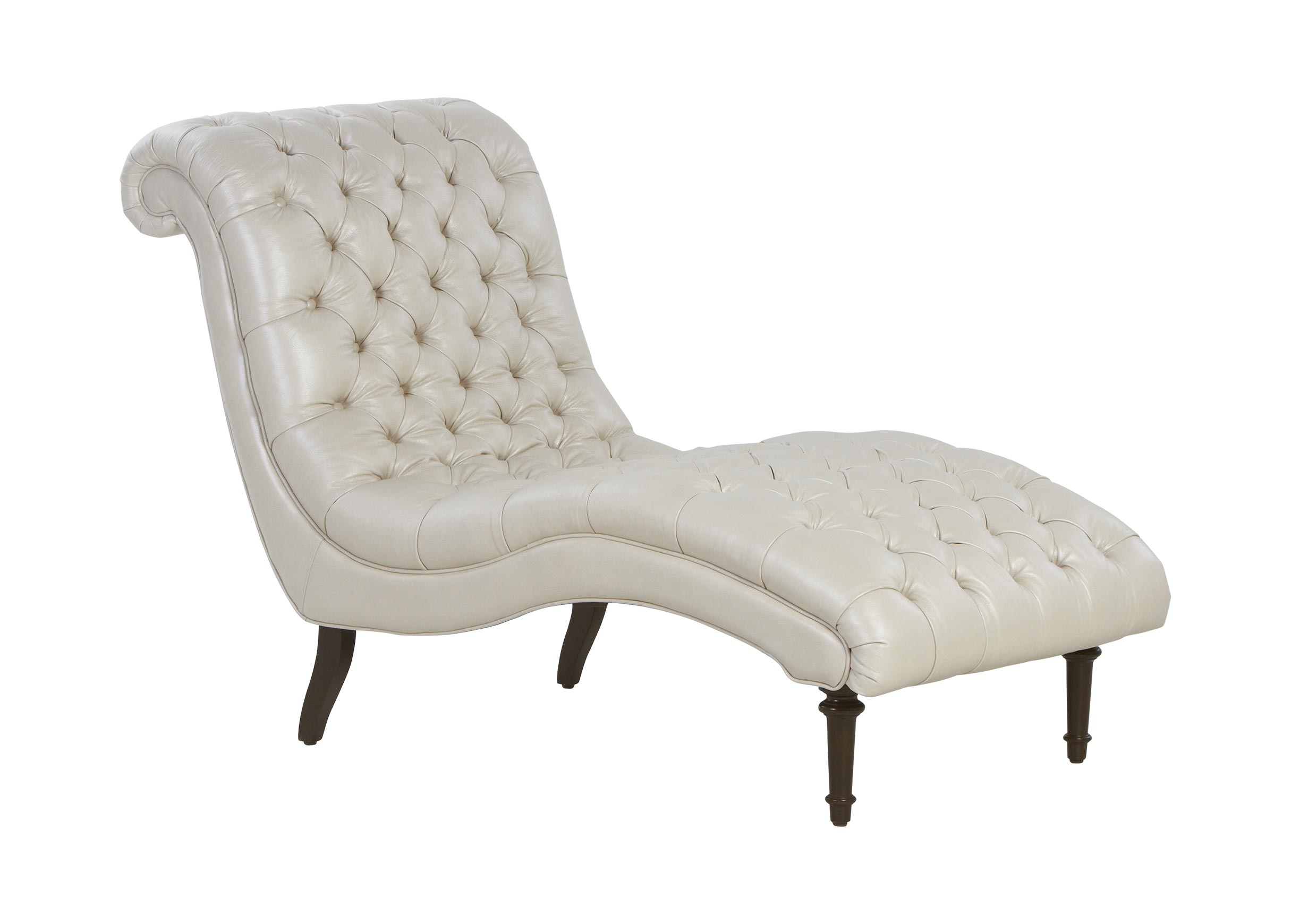 Harlowe Leather Chaise Chairs, White Leather Chaise