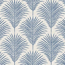 Blue/White swatch Leafy Wallpaper