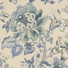 Georgina Mineral (44880): large scale printed Jacobean Floral swatch Georgina Antique Fabric