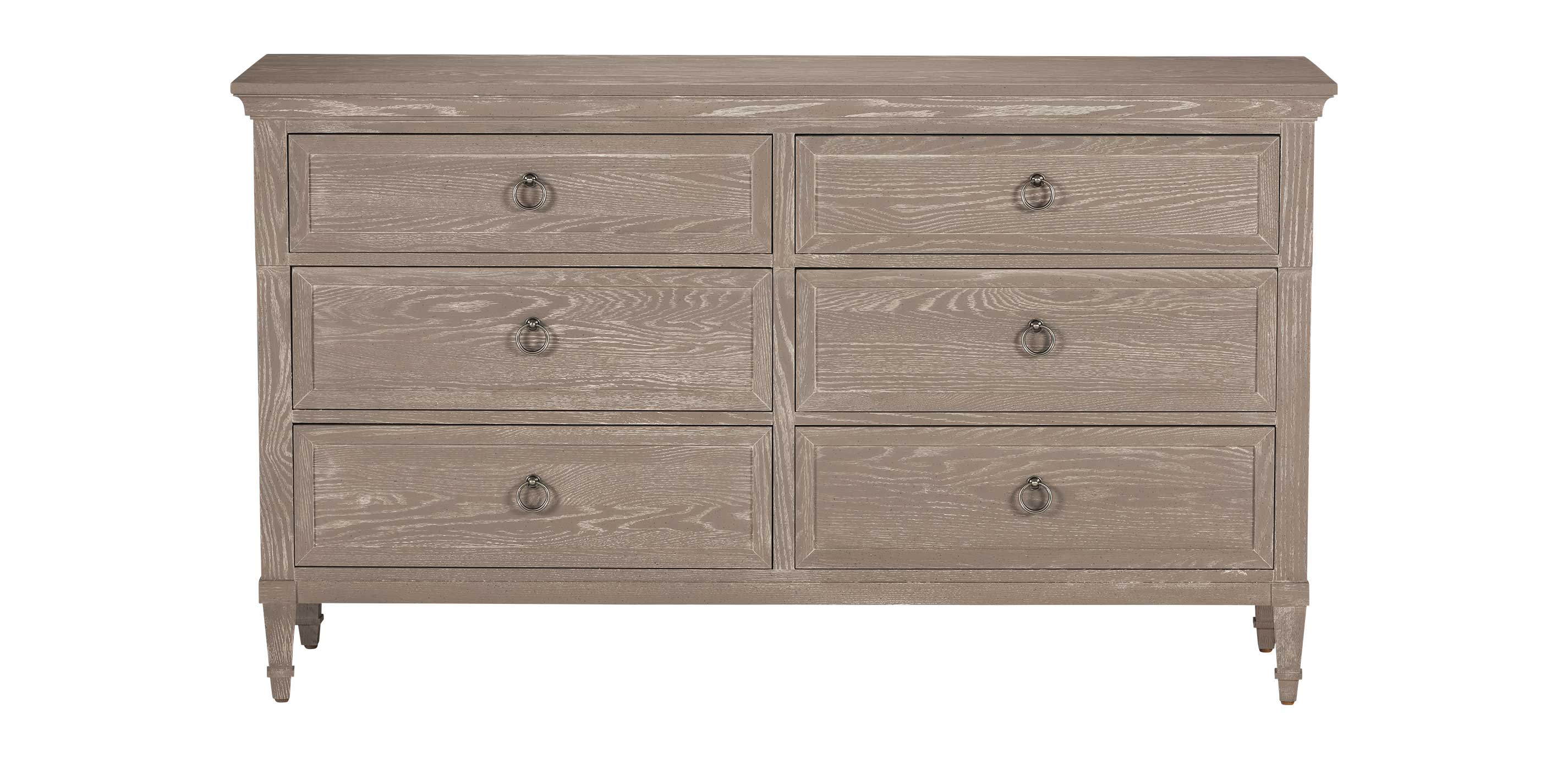 Continental Double Dresser in Gray, 64"w x 19"d x 37"h, Burnished Nickel, Wood/Brass by ETHAN ALLEN