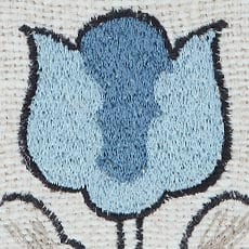 Blue swatch Embroidered Eyelash Fringe Pillow