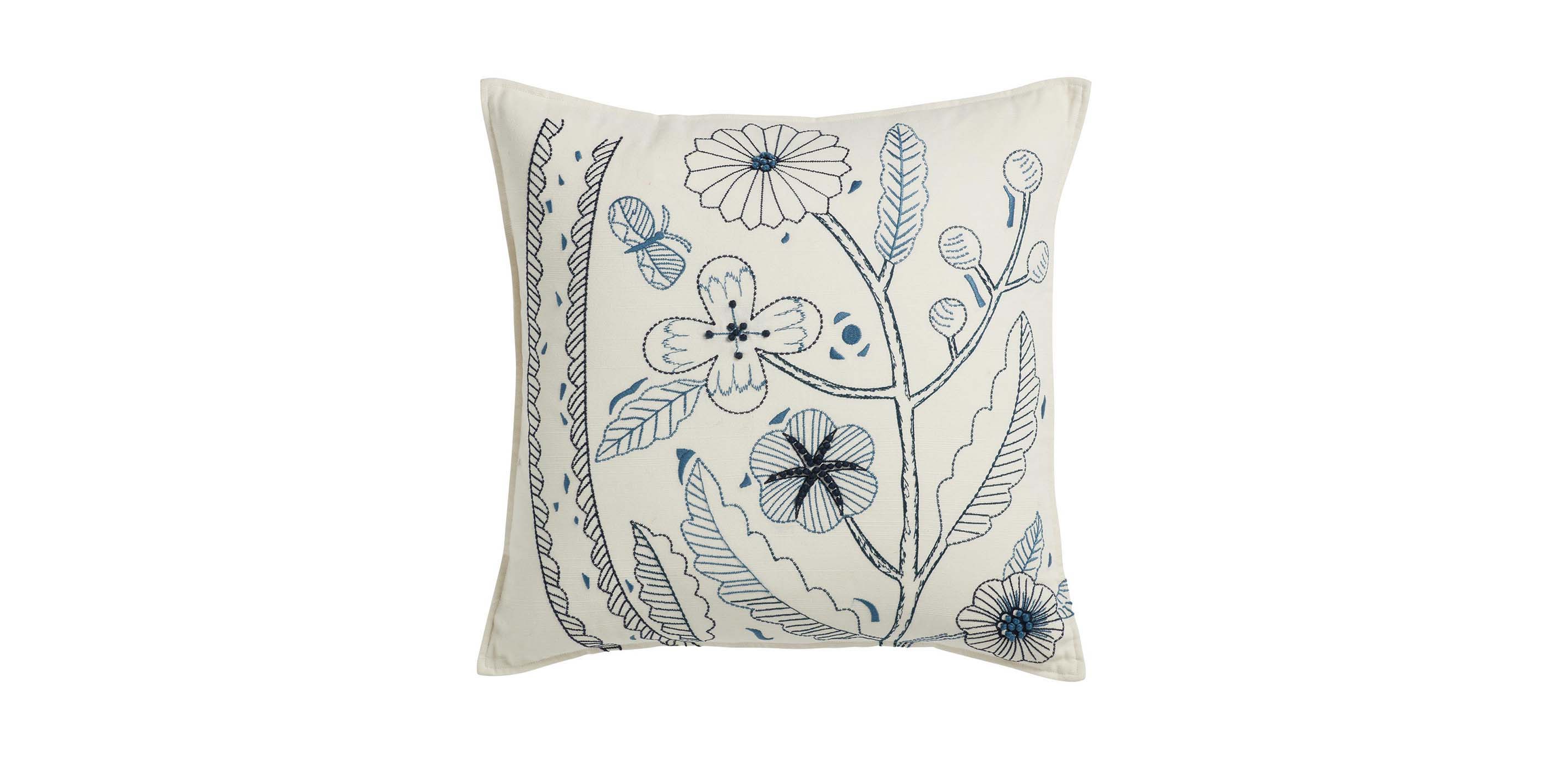 Botanical Embroidered Pillow Ethan Allen