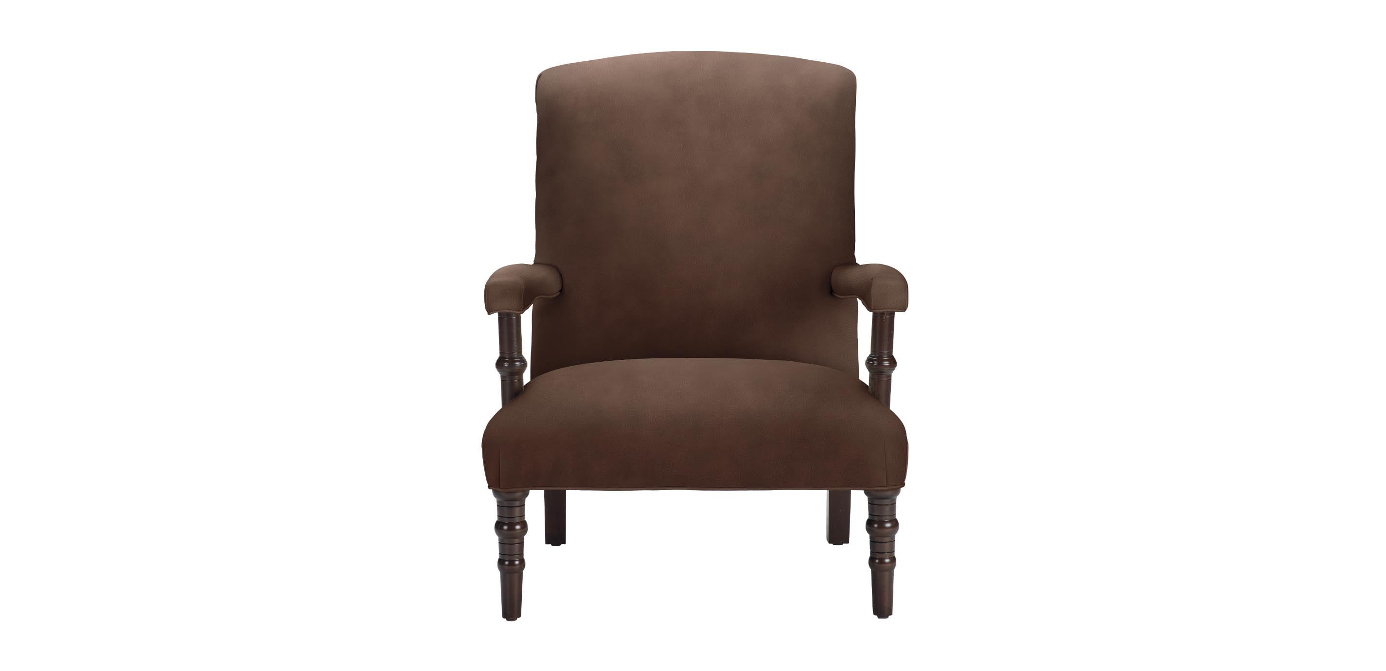 Chamberlain Scroll-Back Leather Accent Chair | Ethan Allen