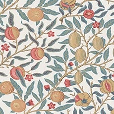 Ocean Blue/White swatch Fruiting Tree Wallpaper