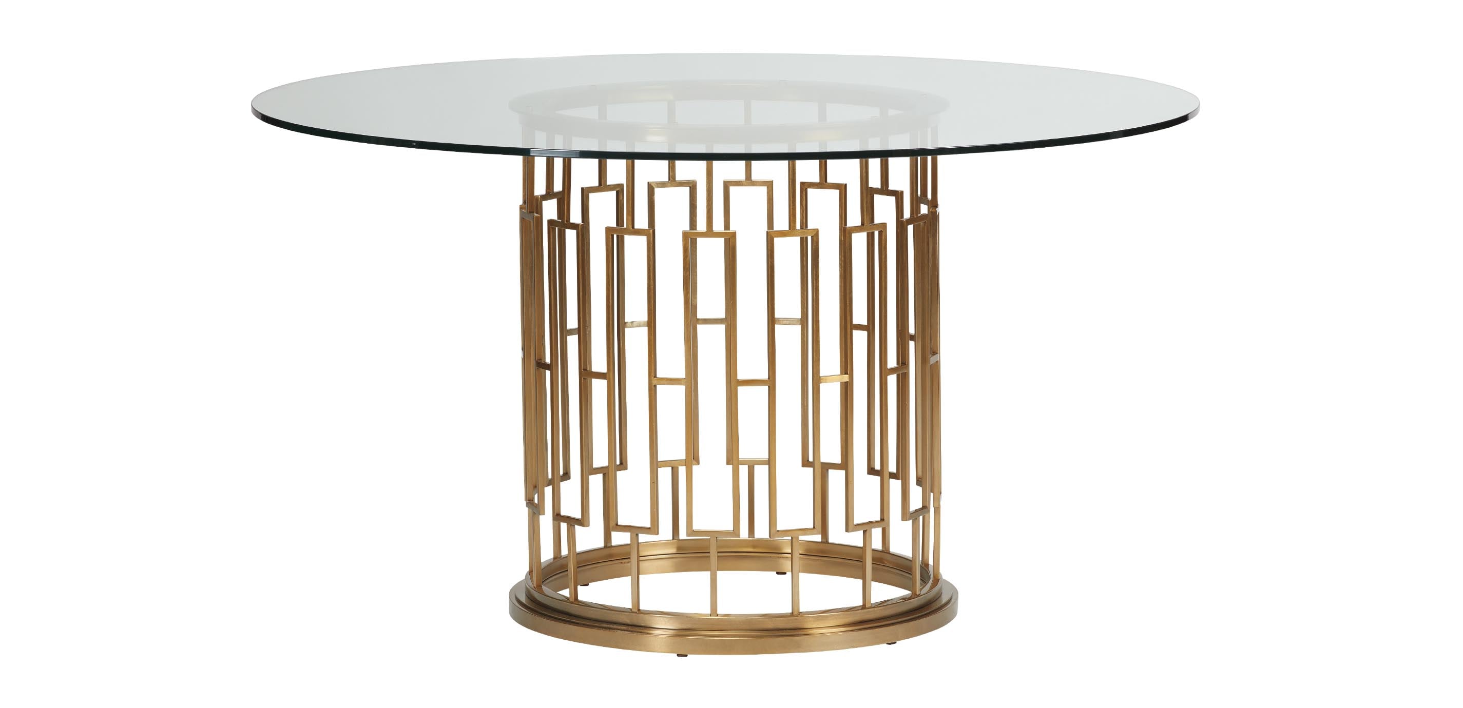 Teresa Glass-Top Round Dining Table: Metal Base | Ethan Allen