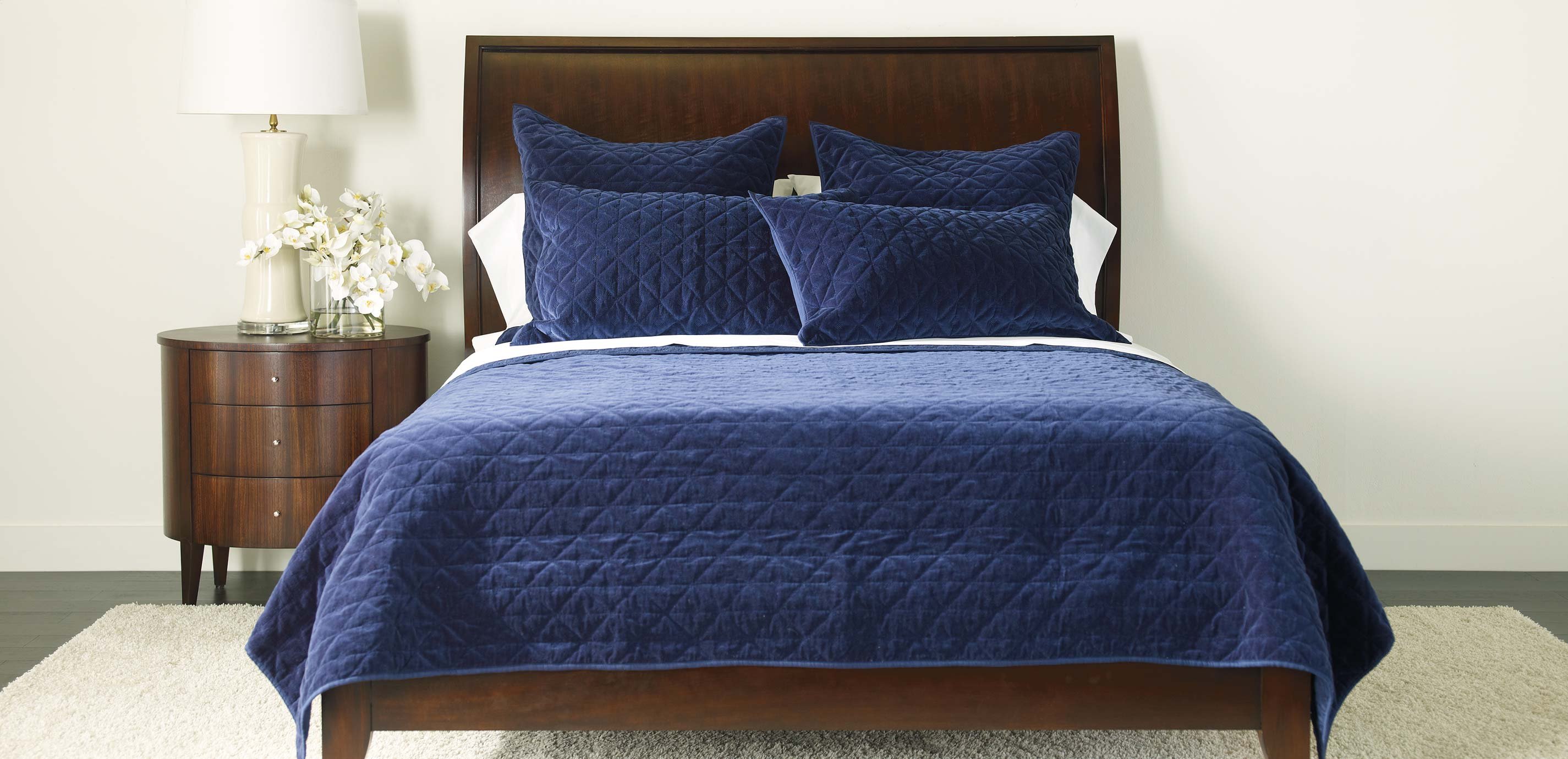 Gresham Navy Velvet Coverlet And Shams Quilts Comforters