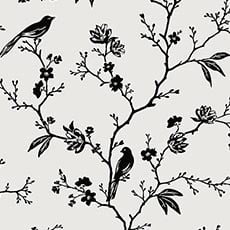 Silver/Black swatch Songbird Wallpaper