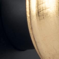 Black with Gold Finial swatch Drapery Hardware Set with Metallic Stacked End Cap Finial