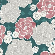 Ocean Blue/Red swatch Dana Floral Wallpaper